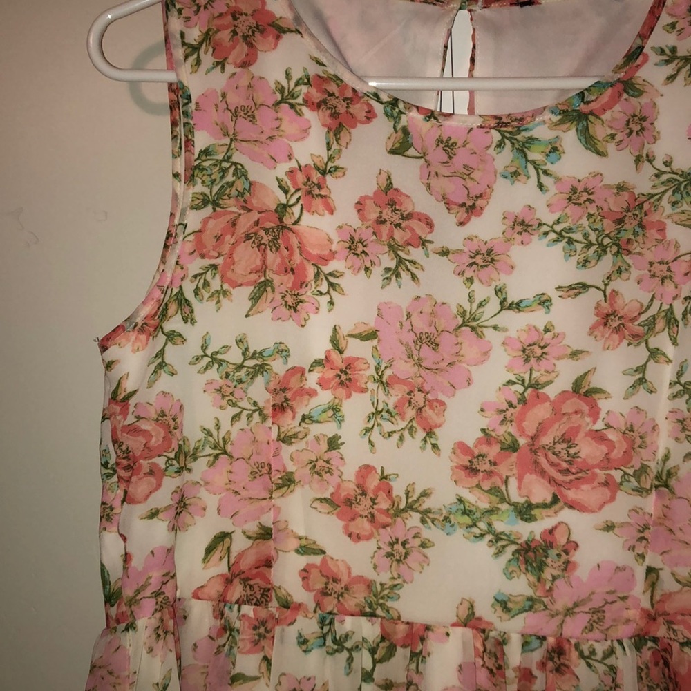 Peach Floral High Low Dress